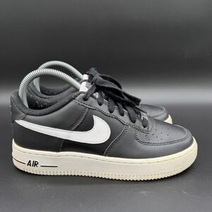 Nike Air Force 1 Shoes Youth Size 5Y Black White Leather Sneakers AF1